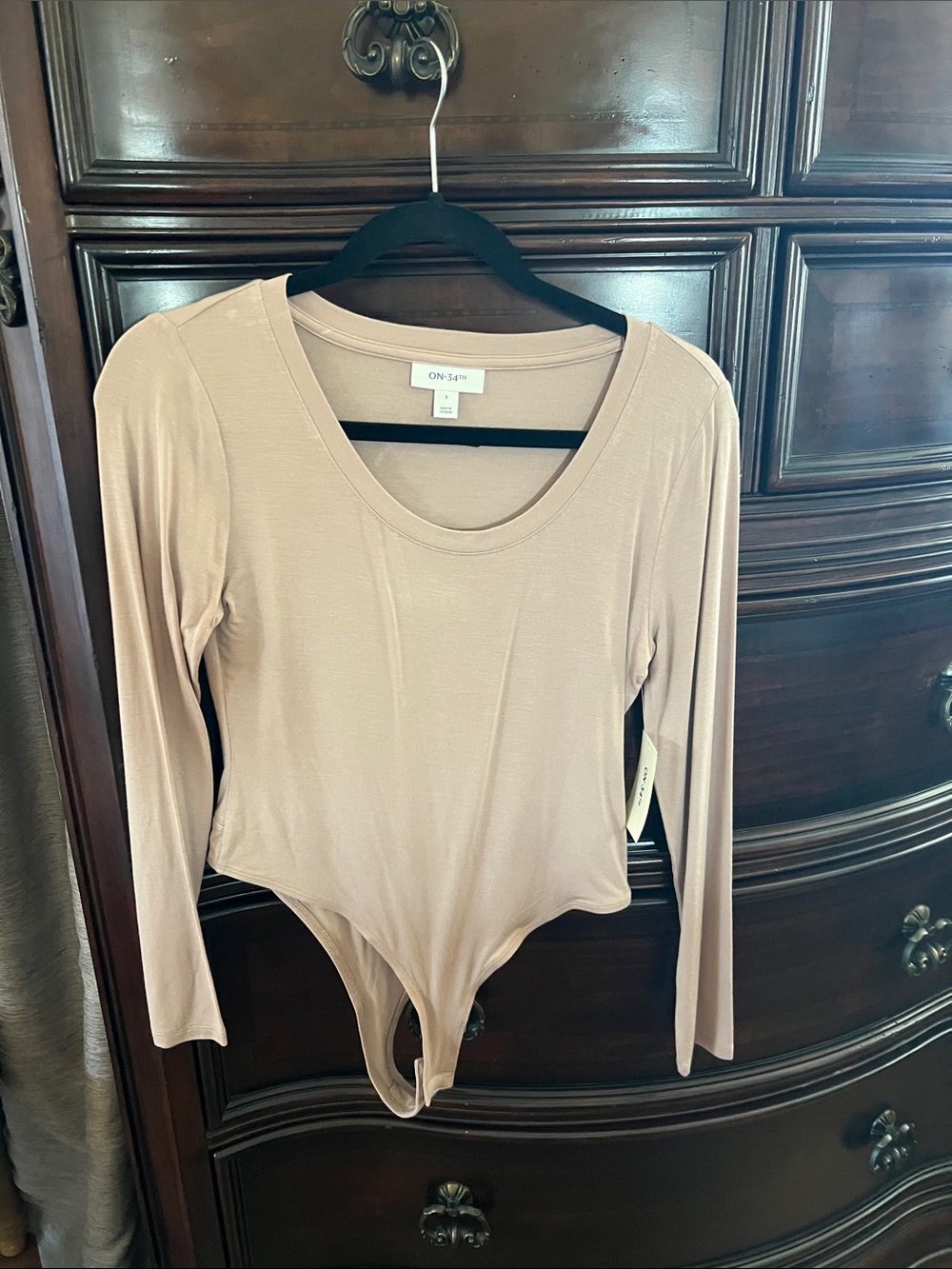 Nude Long-Sleeve Scoop Neck Bodysuit